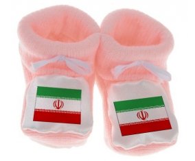 Chausson bébé Drapeau L'Iran de couleur Rose