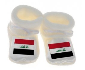 Chausson bébé Drapeau Irak de couleur Blanc