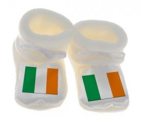 Chausson bébé Drapeau Irlande de couleur Blanc