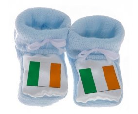 Chausson bébé Drapeau Irlande de couleur Bleu