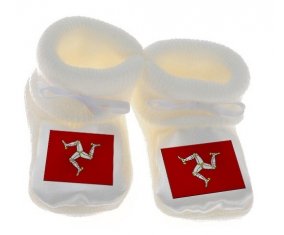 Chausson bébé Drapeau Île de Man de couleur Blanc