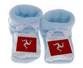 Chausson bébé Drapeau Île de Man de couleur Bleu
