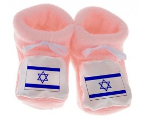 Chausson bébé Drapeau Israël de couleur Rose
