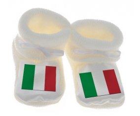 Chausson bébé Drapeau Italie de couleur Blanc