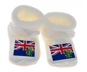 Chausson bébé Drapeau Îles Pitcairn de couleur Blanc