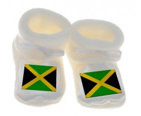 Chausson bébé Drapeau Jamaïque de couleur Blanc