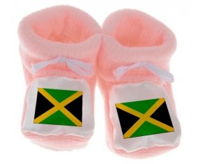 Chausson bébé Drapeau Jamaïque de couleur Rose