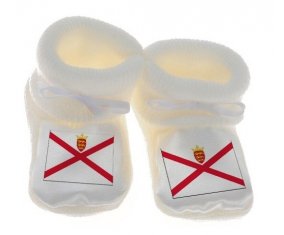 Chausson bébé Drapeau Île à Jersey de couleur Blanc