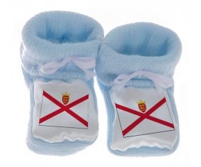 Chausson bébé Drapeau Île à Jersey de couleur Bleu