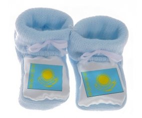 Chausson bébé Drapeau Kazakhstan de couleur Bleu