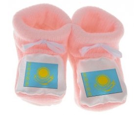 Chausson bébé Drapeau Kazakhstan de couleur Rose