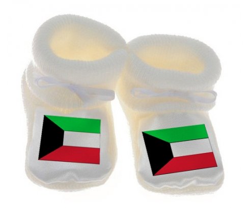 Chausson bébé Drapeau Koweit de couleur Blanc