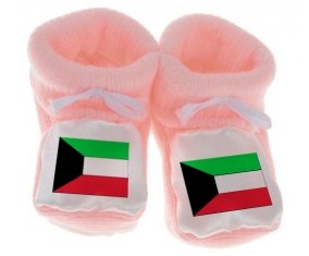 Chausson bébé Drapeau Koweit de couleur Rose