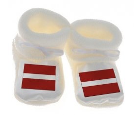 Chausson bébé Drapeau Lettonie de couleur Blanc