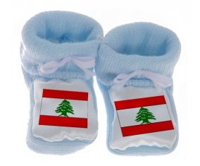 Chausson bébé Drapeau Liban de couleur Bleu