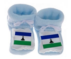 Chausson bébé Drapeau Lesotho de couleur Bleu
