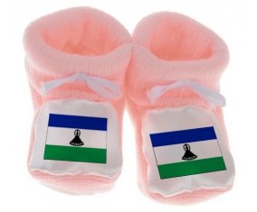 Chausson bébé Drapeau Lesotho de couleur Rose