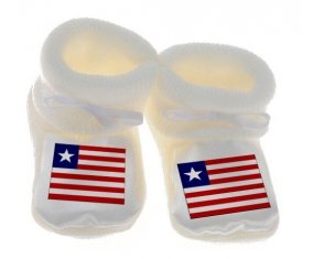 Chausson bébé Drapeau Libéria de couleur Blanc