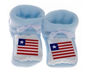 Chausson bébé Drapeau Libéria de couleur Bleu