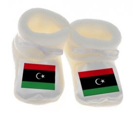 Chausson bébé Drapeau Libye de couleur Blanc