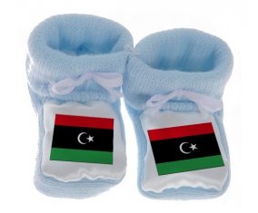 Chausson bébé Drapeau Libye de couleur Bleu