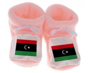 Chausson bébé Drapeau Libye de couleur Rose