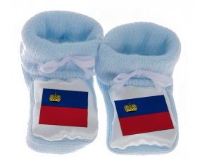 Chausson bébé Drapeau Liechtenstein de couleur Bleu