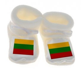 Chausson bébé Drapeau Lituanie de couleur Blanc