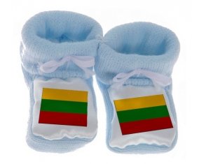 Chausson bébé Drapeau Lituanie de couleur Bleu