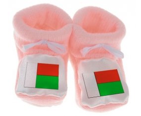 Chausson bébé Drapeau Madagascar de couleur Rose