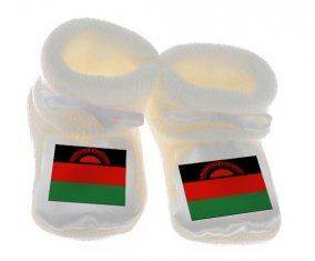Chausson bébé Drapeau Malawi de couleur Blanc