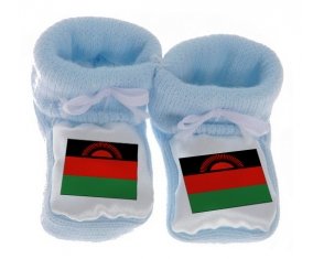 Chausson bébé Drapeau Malawi de couleur Bleu