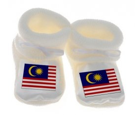 Chausson bébé Drapeau Malaisie de couleur Blanc