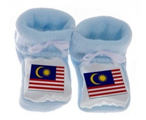 Chausson bébé Drapeau Malaisie de couleur Bleu
