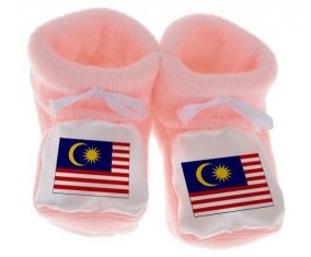 Chausson bébé Drapeau Malaisie de couleur Rose