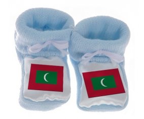 Chausson bébé Drapeau Maldives de couleur Bleu