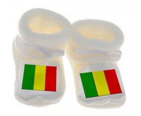 Chausson bébé Drapeau Mali de couleur Blanc