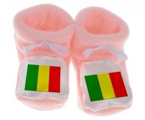 Chausson bébé Drapeau Mali de couleur Rose