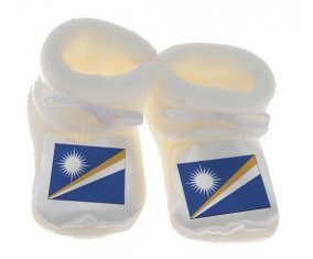 Chausson bébé Drapeau Iles Marshall de couleur Blanc