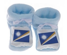 Chausson bébé Drapeau Iles Marshall de couleur Bleu