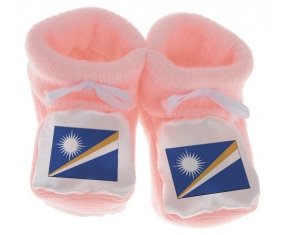 Chausson bébé Drapeau Iles Marshall de couleur Rose