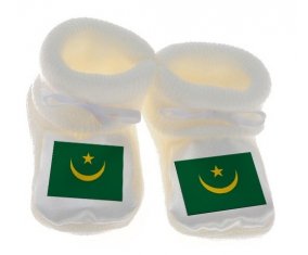 Chausson bébé Drapeau Mauritanie de couleur Blanc