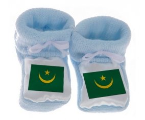 Chausson bébé Drapeau Mauritanie de couleur Bleu