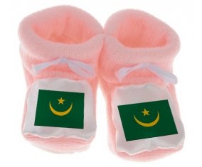 Chausson bébé Drapeau Mauritanie de couleur Rose