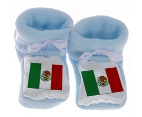 Chausson bébé Drapeau Mexique de couleur Bleu