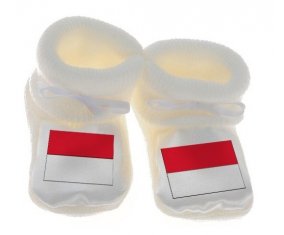 Chausson bébé Drapeau Monaco de couleur Blanc