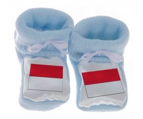 Chausson bébé Drapeau Monaco de couleur Bleu