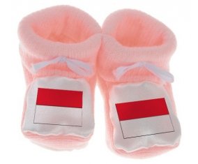 Chausson bébé Drapeau Monaco de couleur Rose