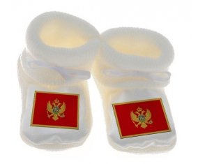Chausson bébé Drapeau Monténégro de couleur Blanc