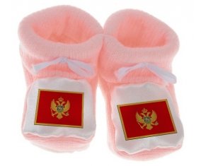 Chausson bébé Drapeau Monténégro de couleur Rose